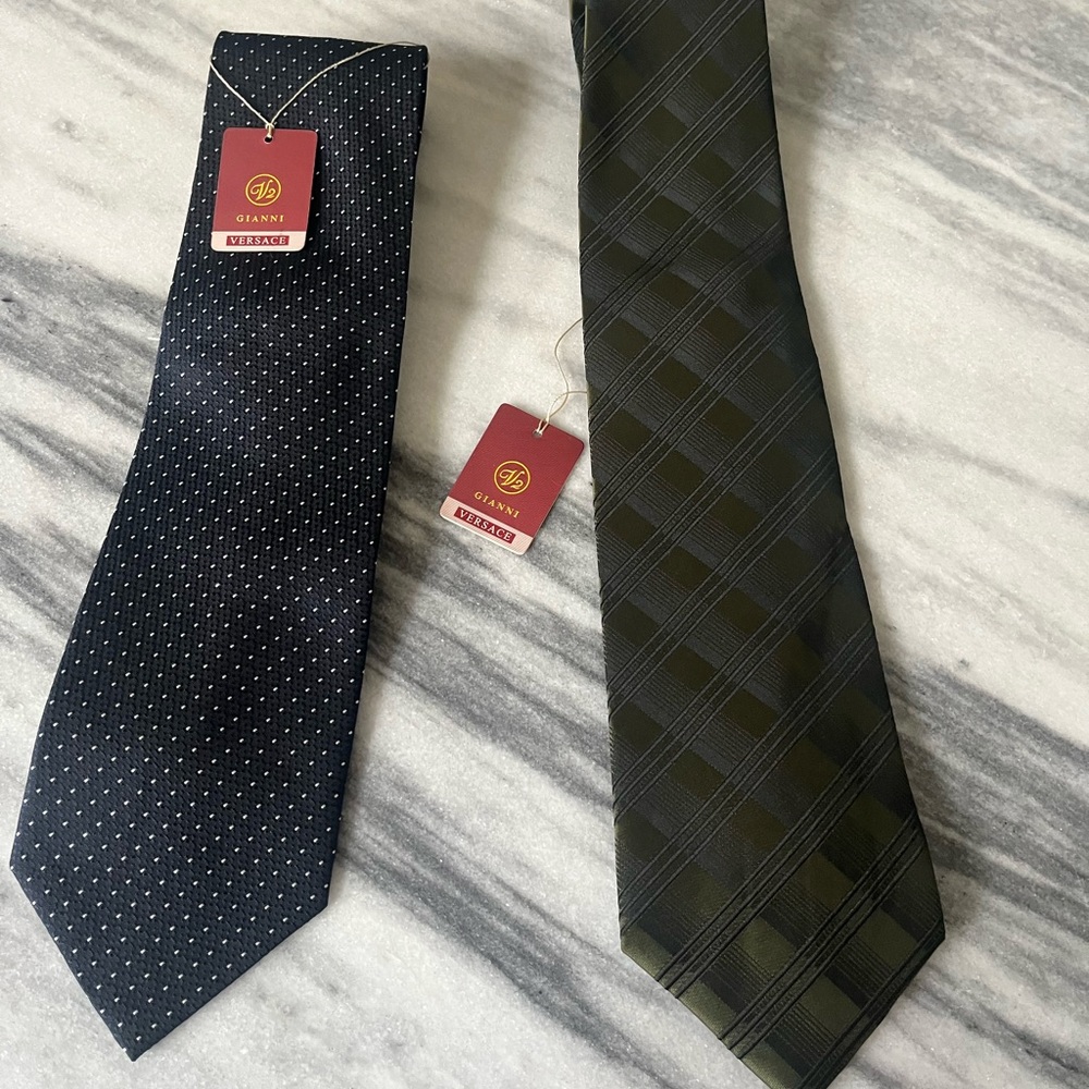 COPY - Vintage Gianni, Versace, ties, one navy blue, one olive green unworn new